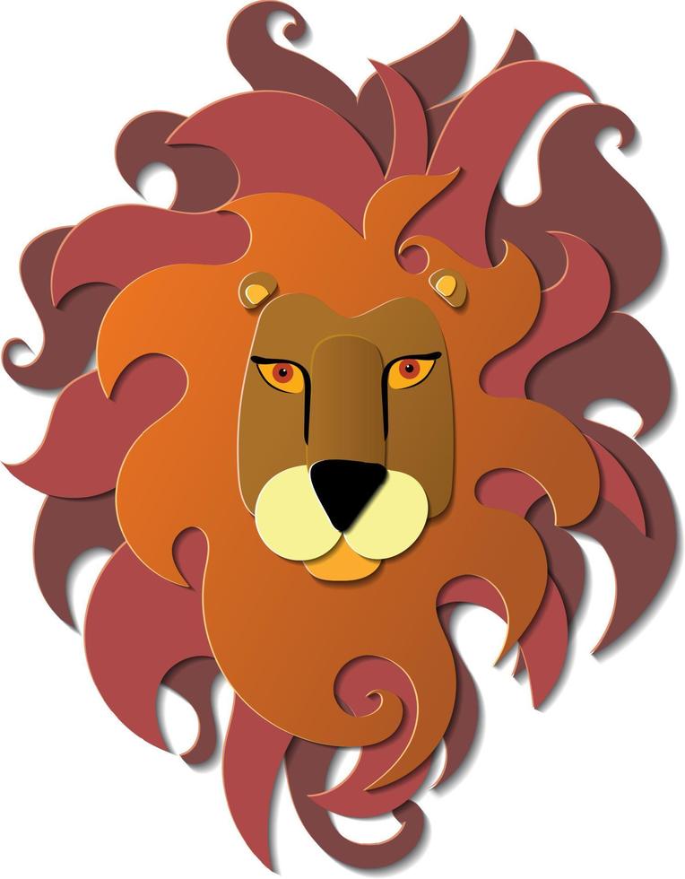 Lion paper cut isolated on white background - Vector
