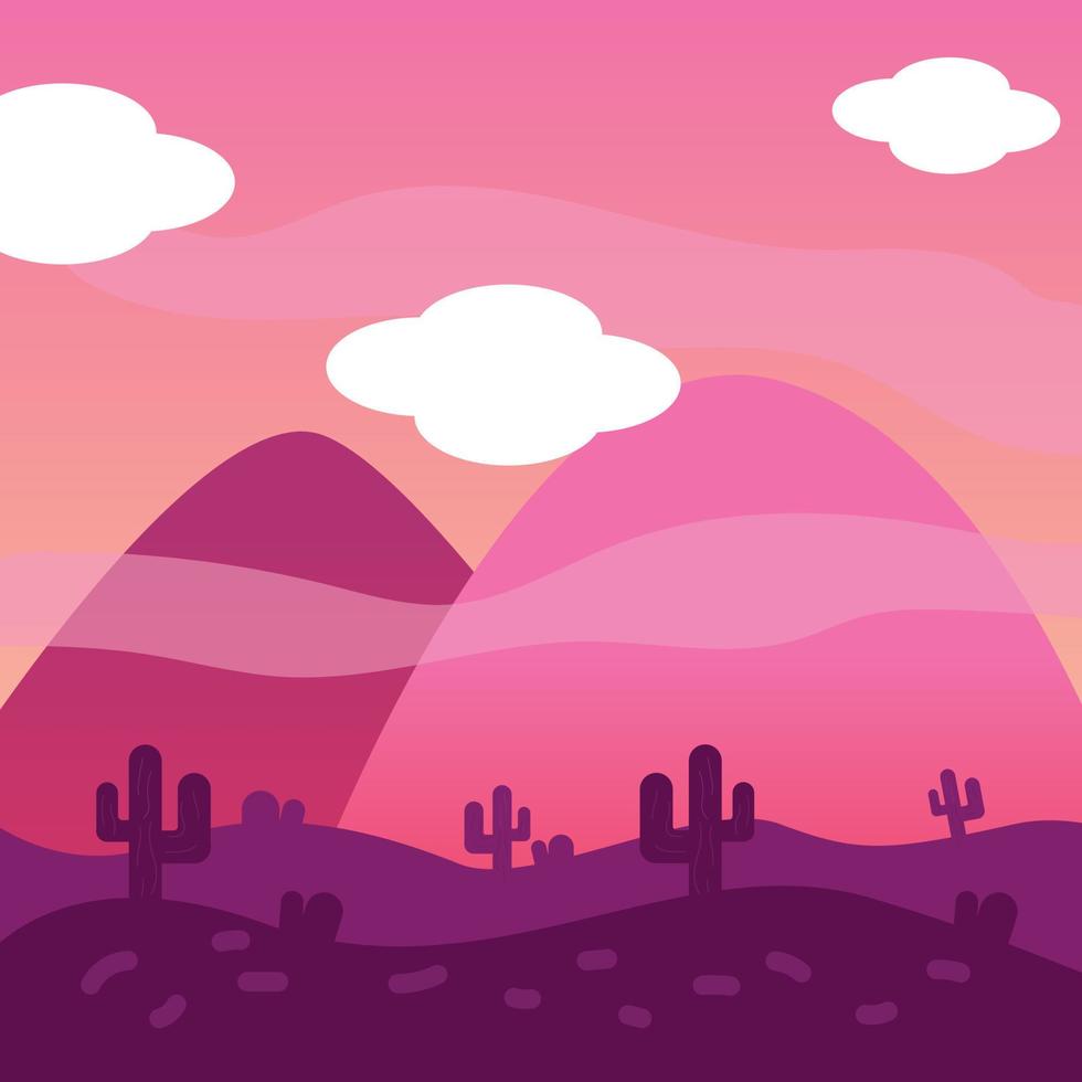 fondo paisaje cactus desierto dibujos animados ilustración vector