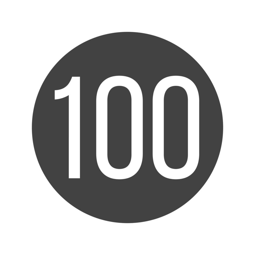 Speed limit 100 Glyph Black Icon vector