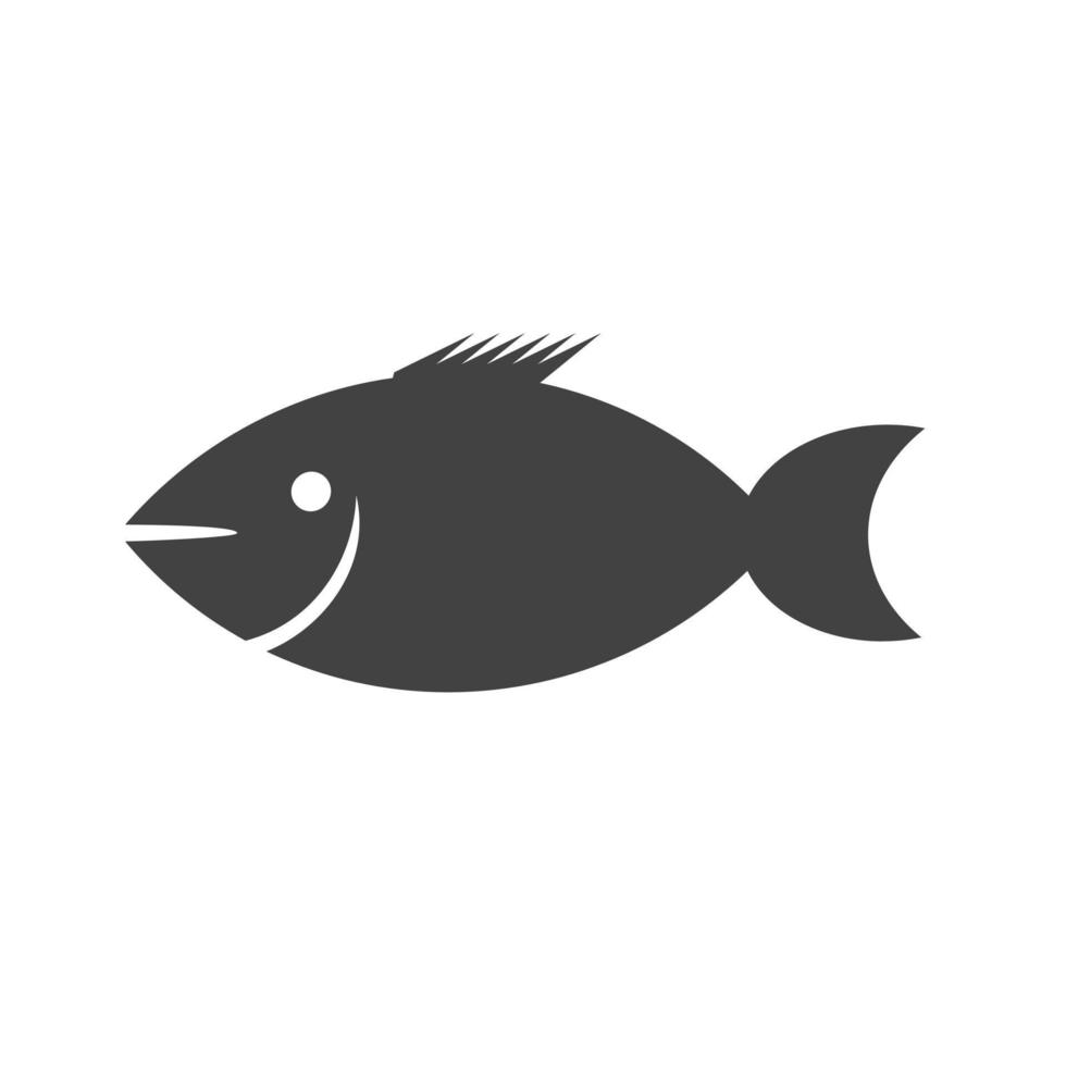 icono de glifo de pescado negro vector