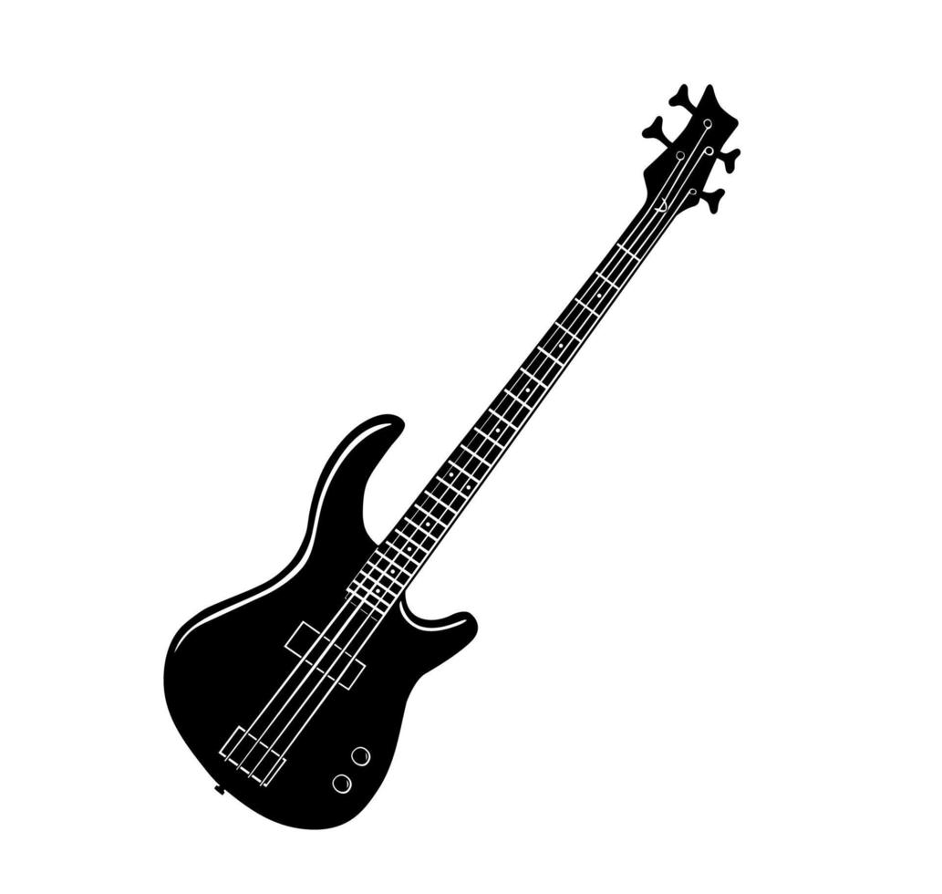 A vector silhouette of an electric guitar. Black and white illustration.