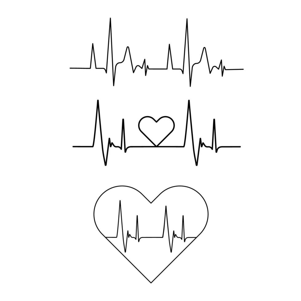 icono del corazón con el latido del corazón de signo. ilustración vectorial aislada. latido del corazón en estilo de esquema. vector