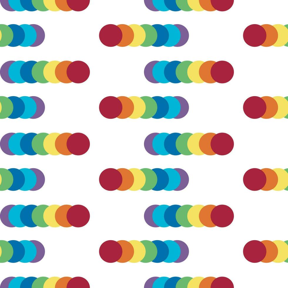 Seamless pattern with multicolored circles overlap. Rainbow color for decoration. vector