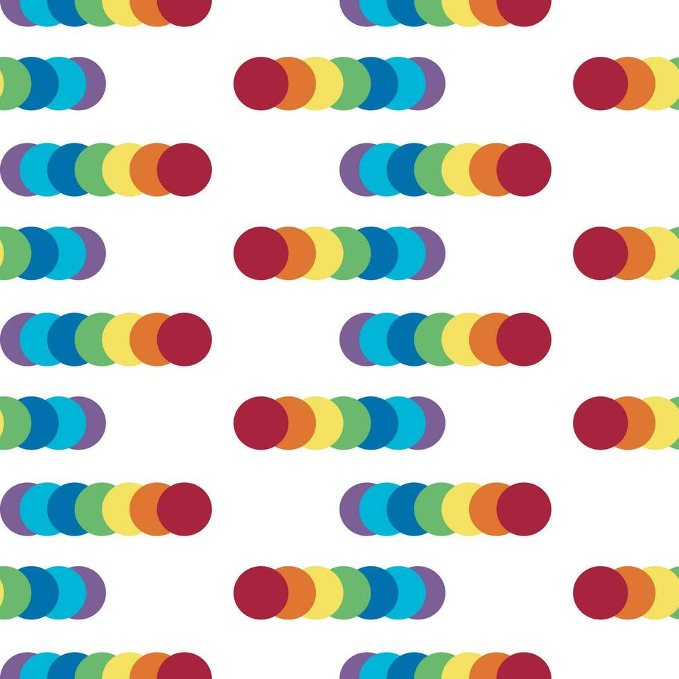 Seamless pattern with multicolored circles overlap. Rainbow color for decoration. vector