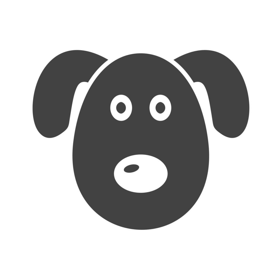 icono de glifo de cara de perro negro vector