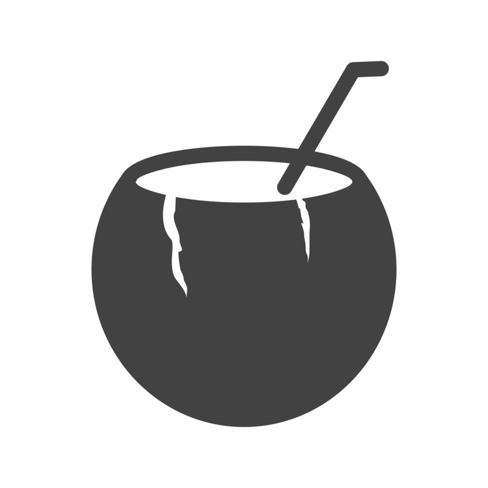 bebida de coco glifo icono negro vector