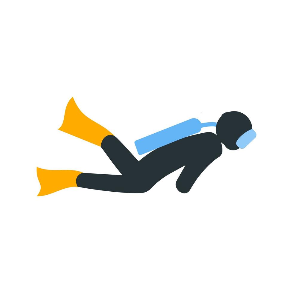 Scuba Diver Flat Multicolor Icon vector