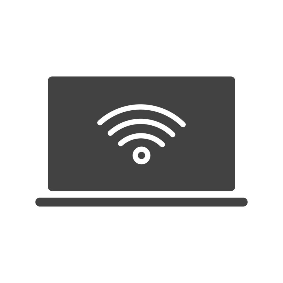 Laptop with WIFi Glyph Black Icon vector