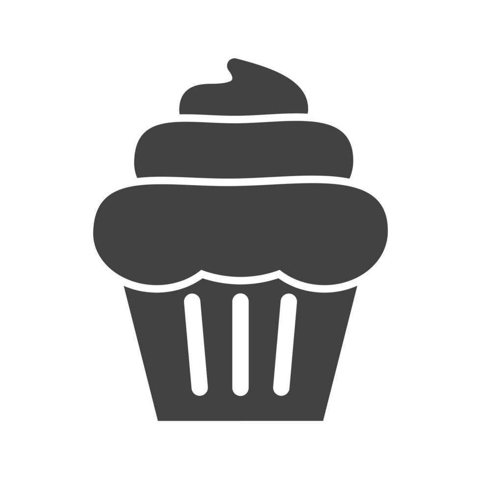 crema cupcake glifo icono negro vector