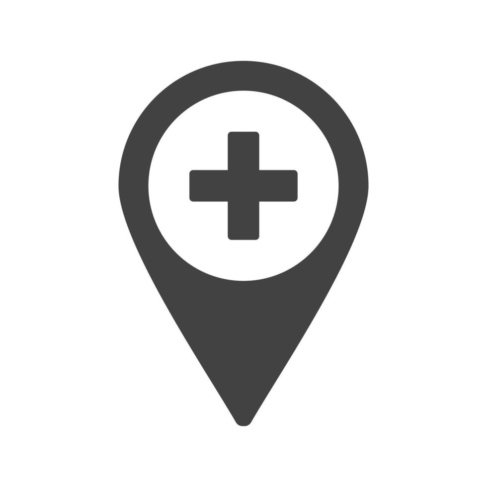 Hospital Location Glyph Black Icon vector