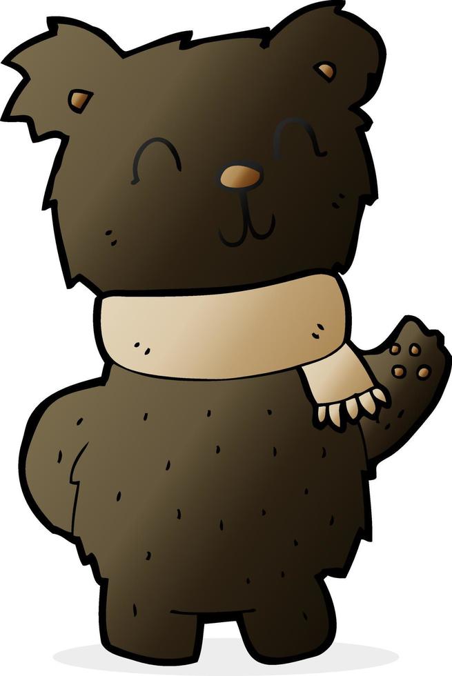 cartoon waving black bear vector