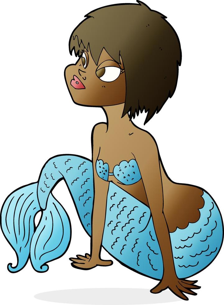 cartoon pretty mermaid vector