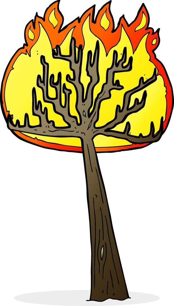 árbol en llamas de dibujos animados vector