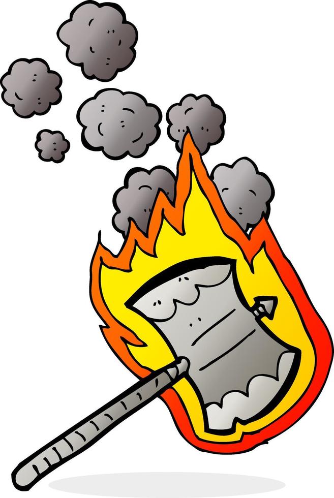 cartoon flaming axe vector