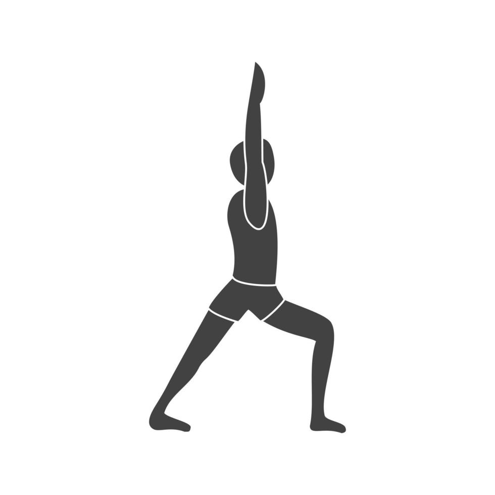 Warrior Pose Glyph Black Icon vector