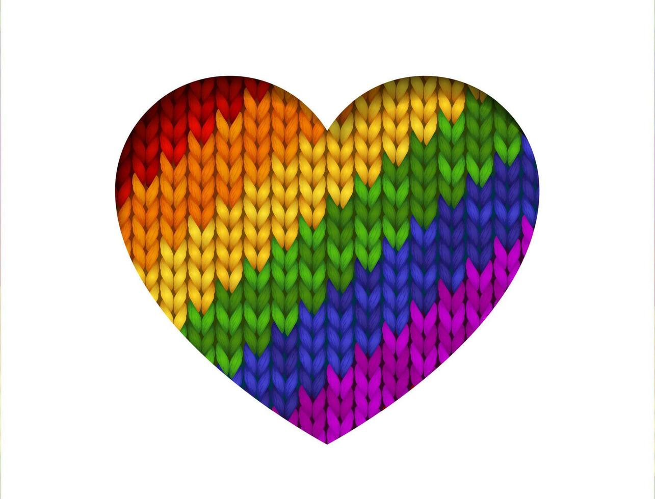 Arco iris de seis colores en forma de corazón para lesbianas, gays, bisexuales, transgénero aislado en fondo blanco. ilustración vectorial para lgbt. símbolo de amor. pegatina, estampado de pantalones, diseño de logotipo. vector