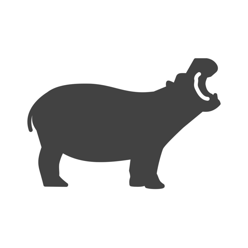icono de glifo de hipopótamo negro vector