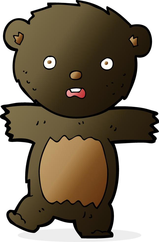 cartoon shocked black bear cub vector