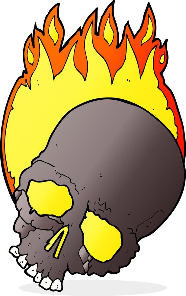 cartoon burning skull vector