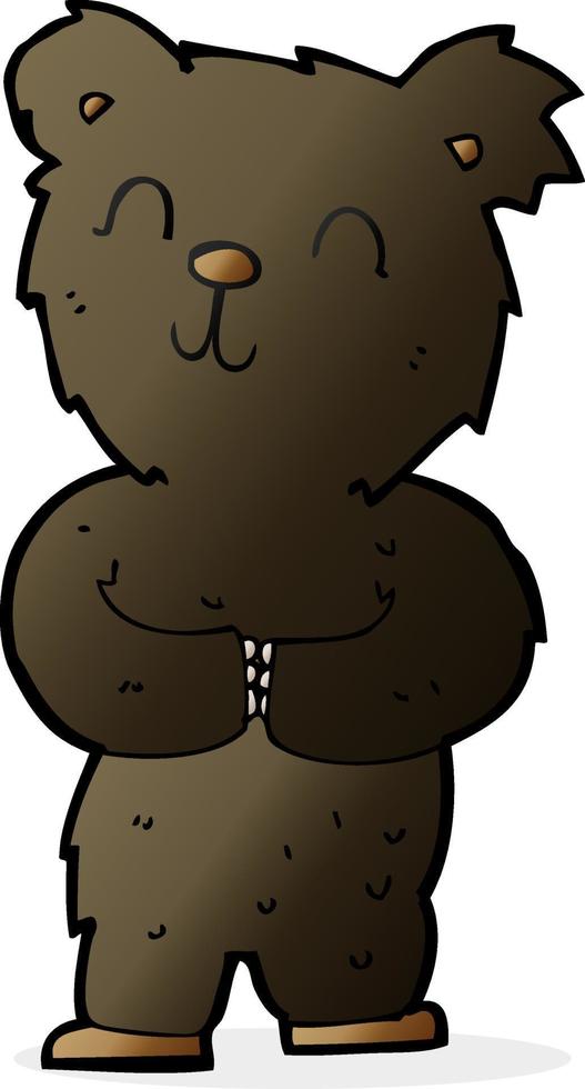 cartoon happy little black bear vector