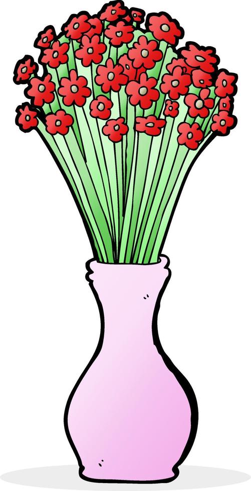 cartoon flowers in pot vector