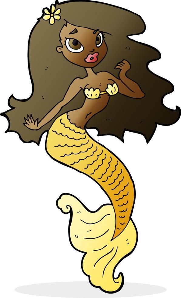 sirena bonita de dibujos animados vector