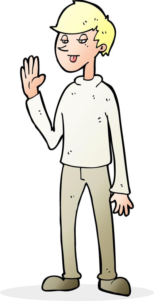 cartoon waving man vector