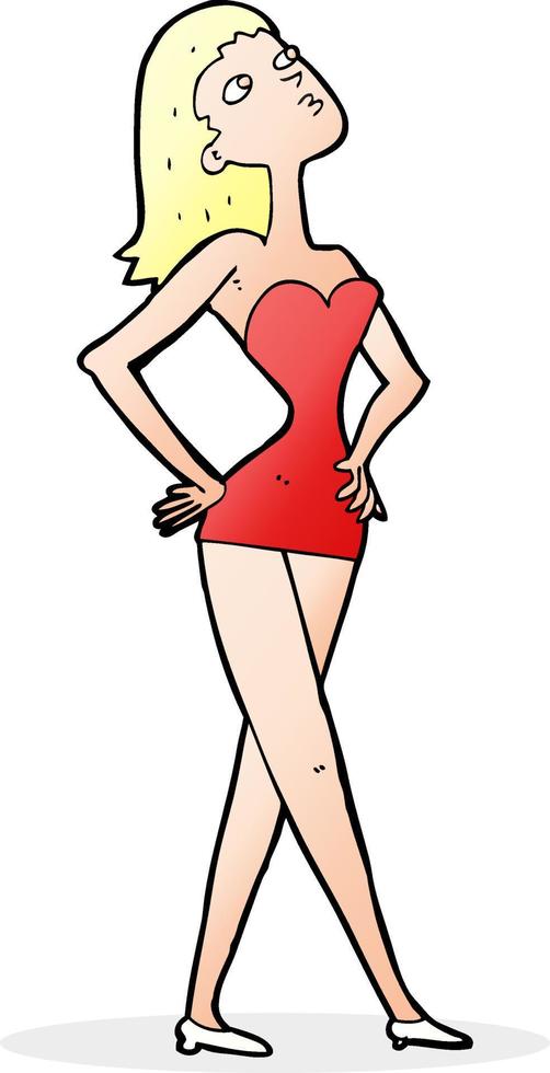 cartoon woman in party dress vector