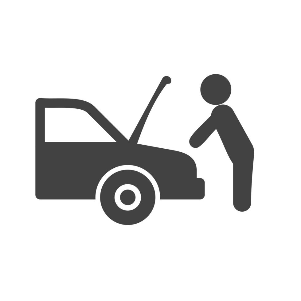Working on Engine Glyph Black Icon vector