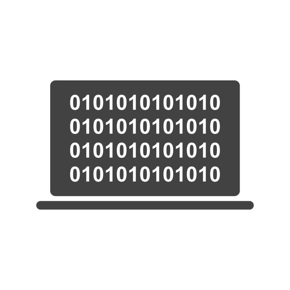 Computer Binary Code Glyph Black Icon vector