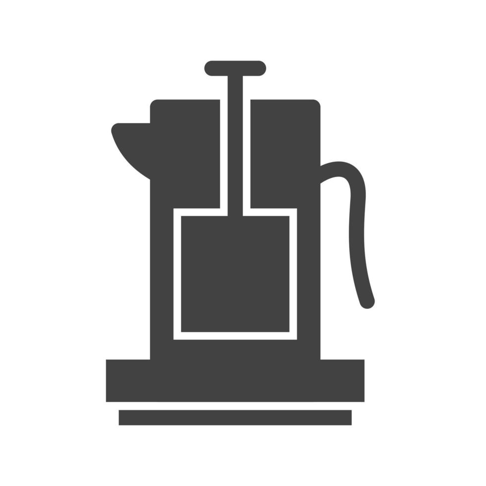 French Press Glyph Black Icon vector