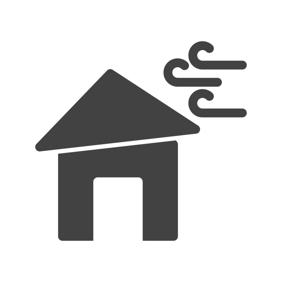 Winds Hitting House Glyph Black Icon vector