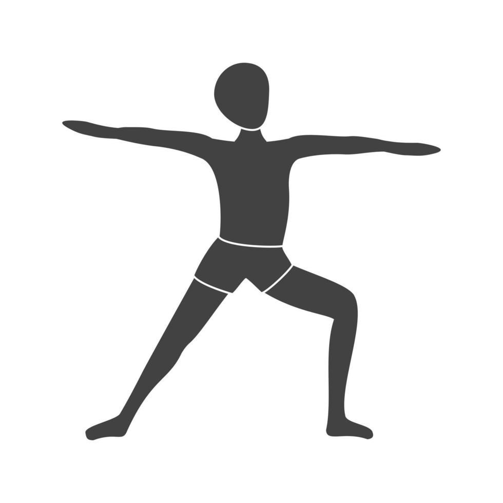 Warrior Pose Left Glyph Black Icon vector