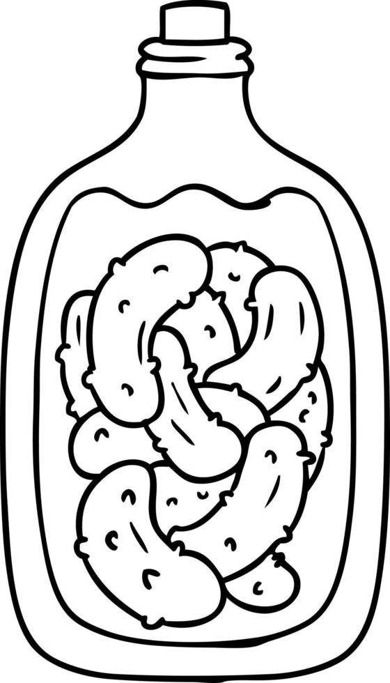 line drawing doodle jar of pickled gherkins vector