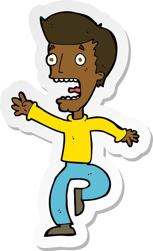 sticker of a cartoon terrified man vector
