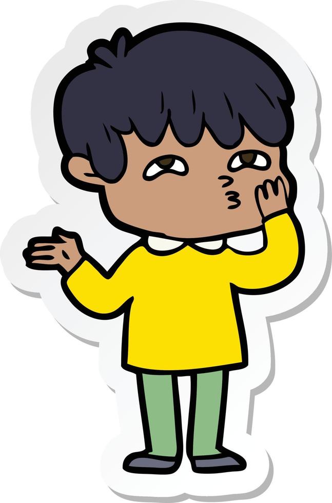 sticker of a cartoon man confused vector