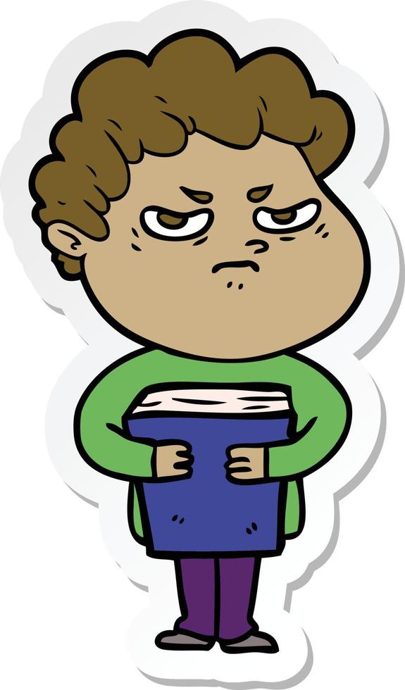 sticker of a cartoon angry man vector
