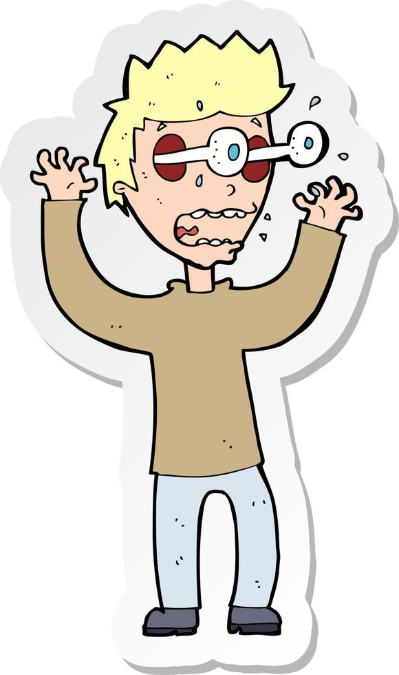 sticker of a cartoon terrified man vector