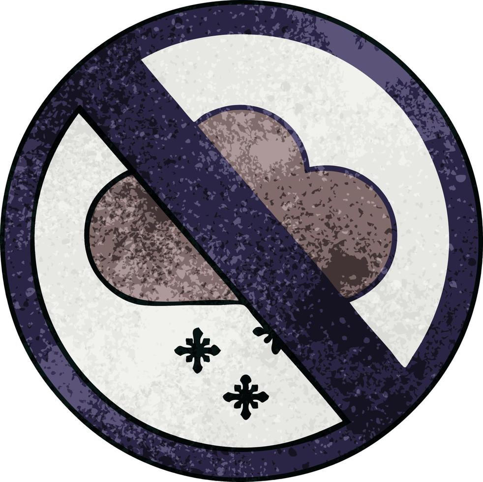 retro grunge texture cartoon snow cloud warning sign vector