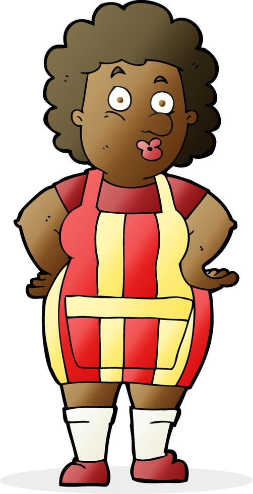 cartoon woman in kitchen apron vector