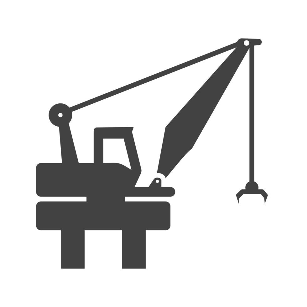 Harbor Crane Glyph Black Icon vector