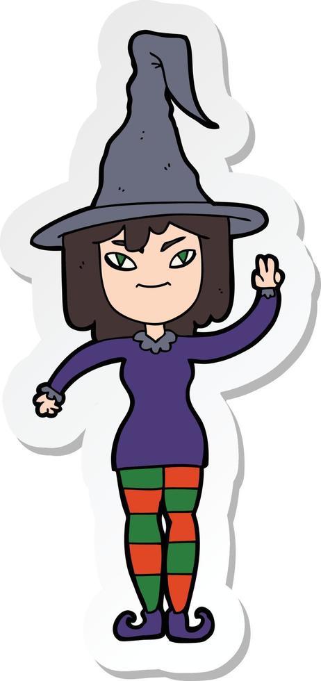 sticker of a cartoon witch vector