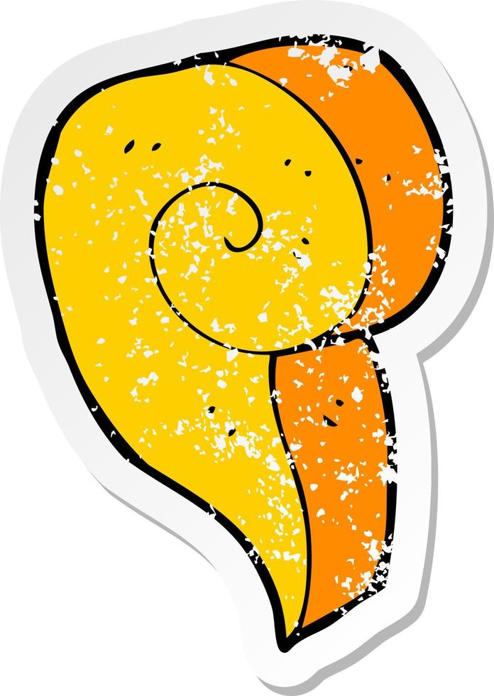 retro distressed sticker of a cartoon decorative swirl symbol vector