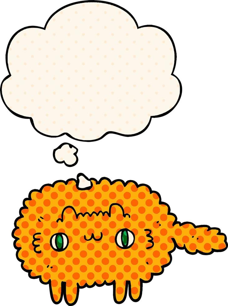 cartoon cat and thought bubble in comic book style vector