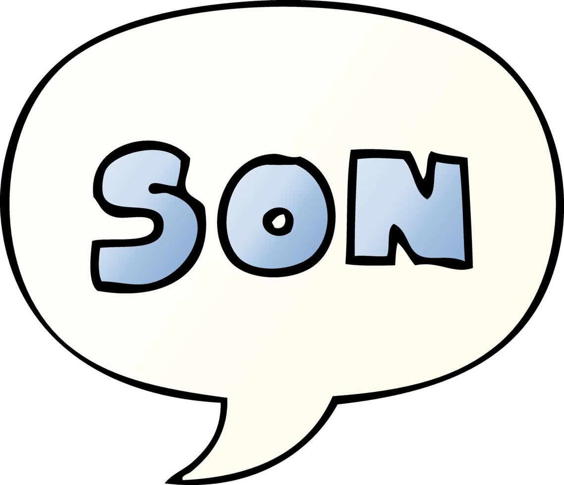 cartoon word son and speech bubble in smooth gradient style vector