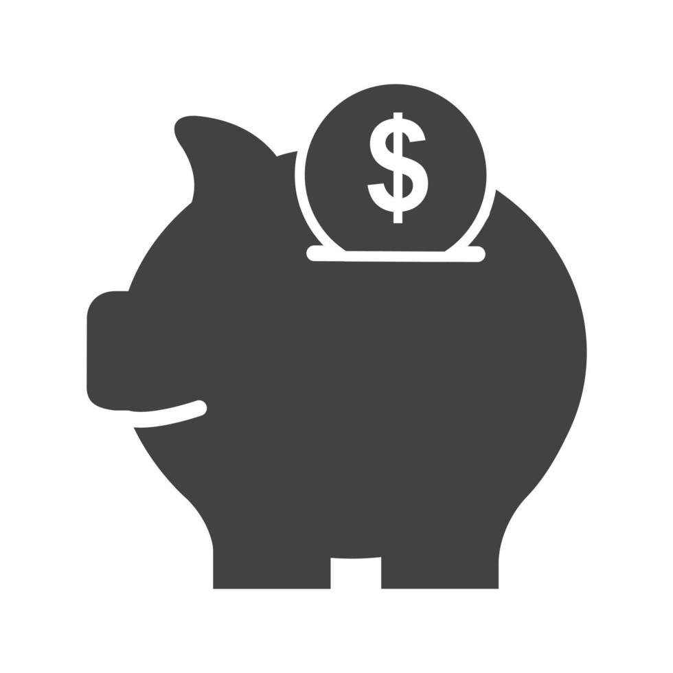 Piggy Bank Glyph Black Icon vector