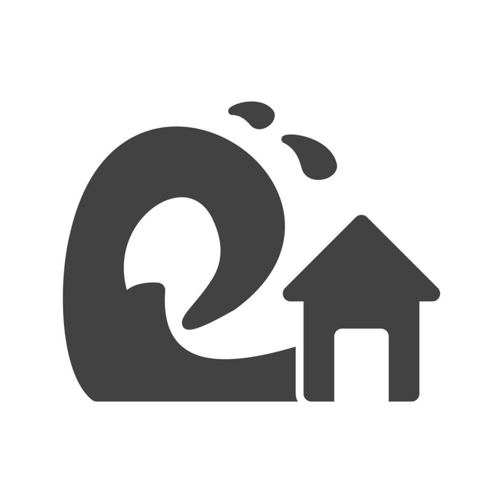 Tsunami Glyph Black Icon vector