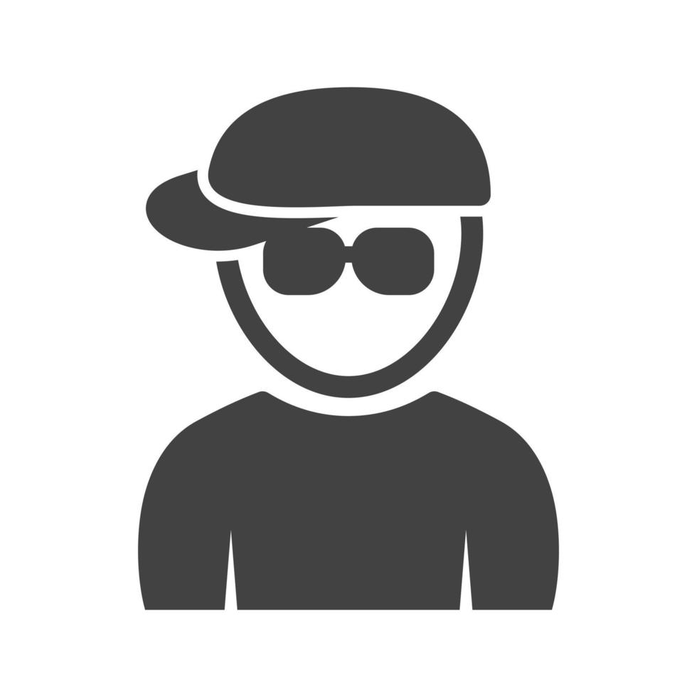 Nerdy Boy in Hat Glyph Black Icon vector