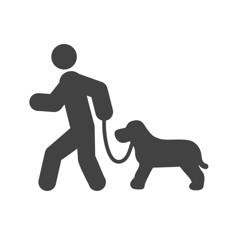 Walking Dog Glyph Black Icon vector