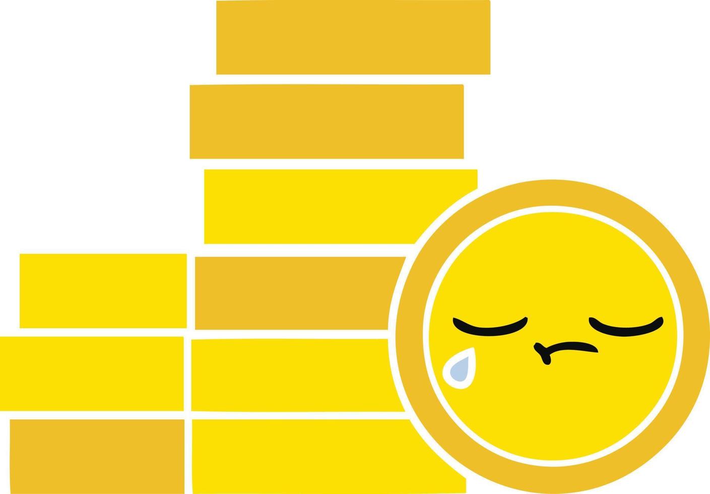 flat color retro cartoon coins vector